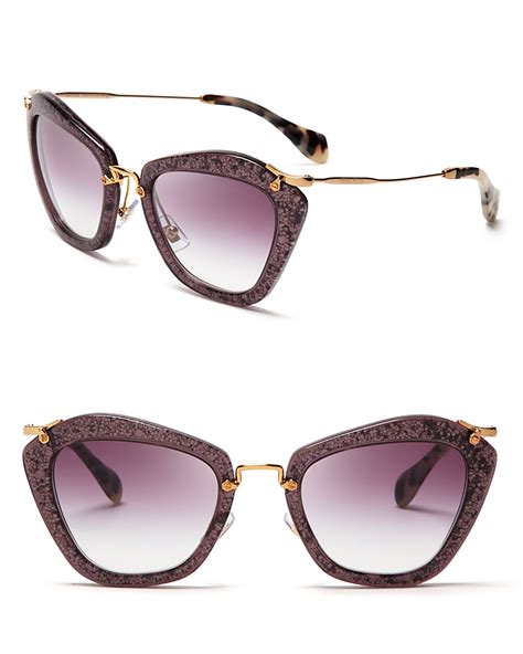 miu miu sunglasses glitter sides|Miu Miu glasses.